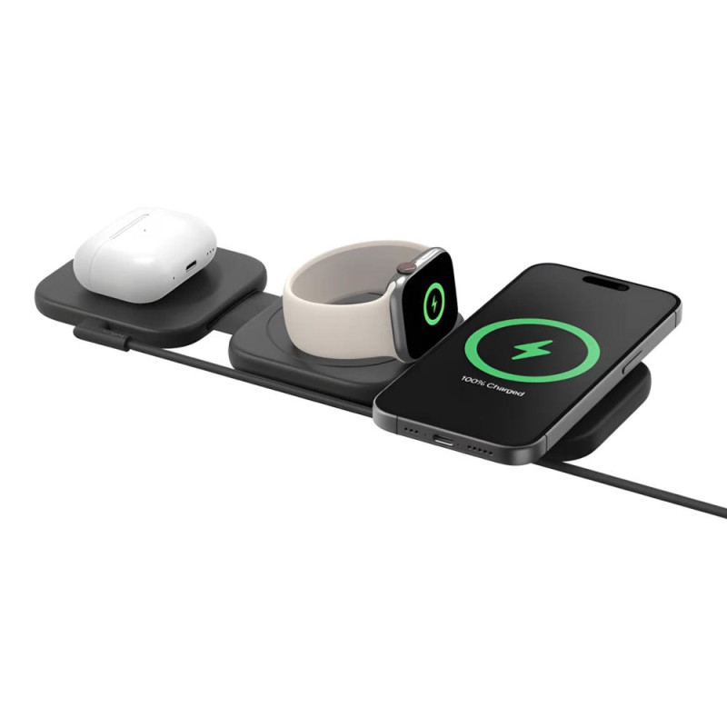 Belkin Зарядний пристрій бездротовий 3в1 Travel Pad Wireless Qi2 15Вт, чорний