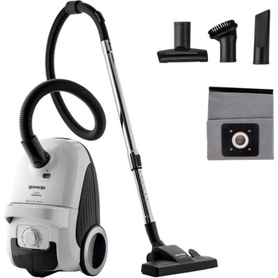 Gorenje Пилосос мішковий, 800Вт, 3л, вага-6.5кг, HEPA, індикатор, телескоп, білий