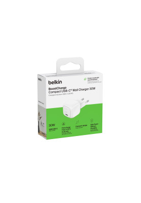 Belkin Зарядний пристрій мережевий 30Вт USB-С PD PPS, білий