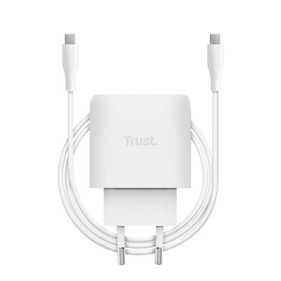 Trust Зарядне пристрій мережевий Maxo 45Вт, GaN, USB-C PD/PPS, білий