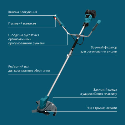 Könner & Söhnen Набір із двох акумуляторних інструментів KS 43LM-BCT40V-SET 40В(20+20В) газонокосарка KS 43LM-40V та тример садовий KS BCT-40V акб 2х4А·год ЗП 22.5кг