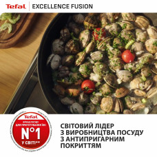 Tefal Сковорода ВОК Tefal Excellence Fusion,28см, алюміній, нержавіюча сталь, бакеліт, чорний