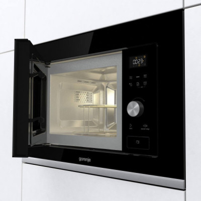Gorenje Мікрохвильова піч вбудовувана, 20л, електр. управл., 800Вт, гриль, дисплей, чорний