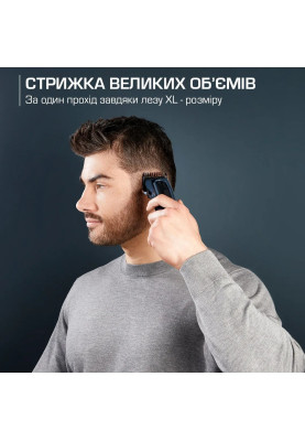 Rowenta Машинка для стрижки Barber Experience, для голови, мережа+акум., роторний мотор DC, насадок-12, нержавіюча сталь з покриттям DLC, синій