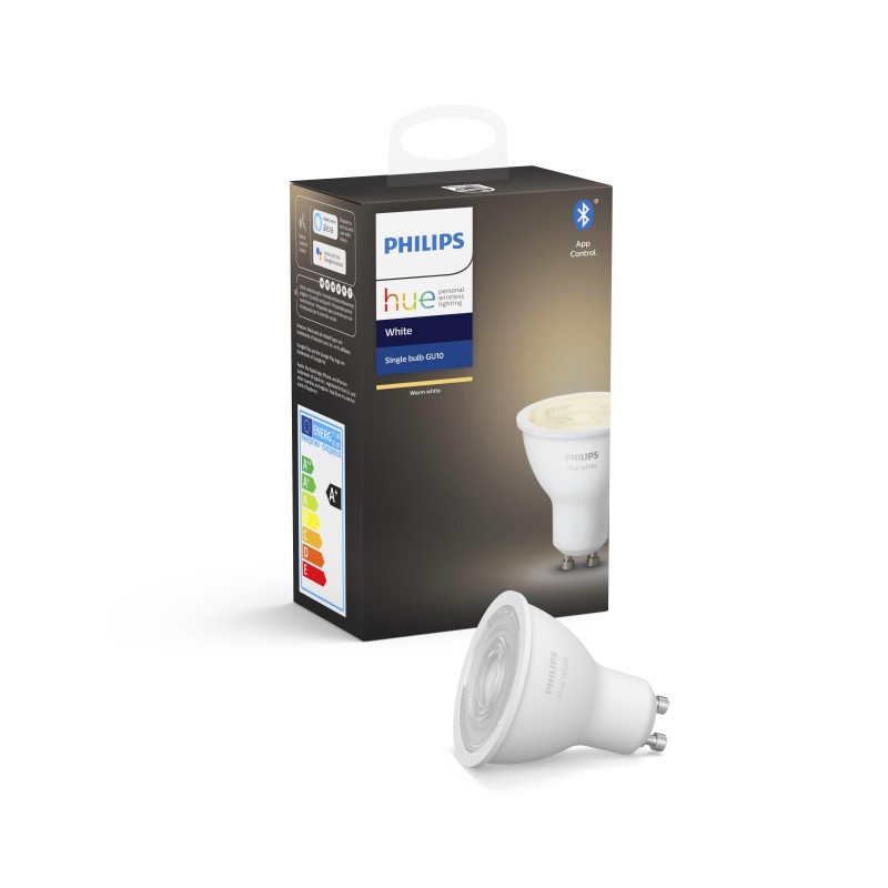 Philips Hue Лампа розумна GU10, 5.2W(57Вт), 2700K, White, ZigBee, Bluetooth, димування