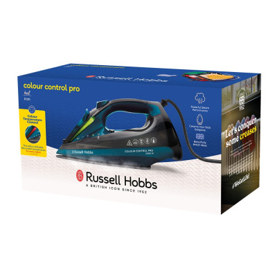 Russell Hobbs Праска Colour Control Pro, 2400Вт, 380мл, паровий удар -185гр, самоочищення, індик.температури, керам. підошва, синій