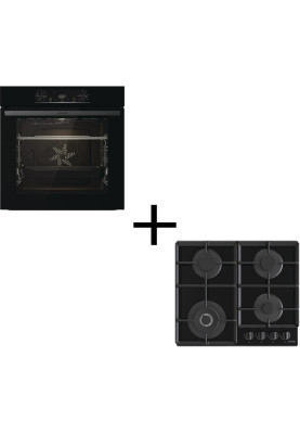 Gorenje Комплект (духовка електрична BO6735E05B + поверхня газова на склі GTW641EB), 743549, чорний