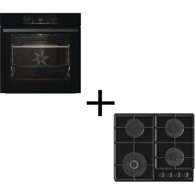 Gorenje Комплект (духовка електрична BO6735E05B + поверхня газова на склі GTW641EB), 743549, чорний
