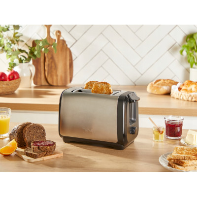 Tefal Тостер Subito 1100Вт, розморожування, щипці, нерж. сталь, чорний