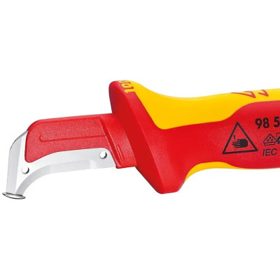 Milwaukee Ніж монтерський KNIPEX, діелектричний, для робіт під напругою 1000В, вигнуте лезо, 180мм, 0.068кг