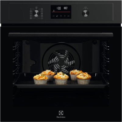 Electrolux Духова шафа електрична, 72л, A+, пара, дисплей, конвекція, піроліз, телескопічні напрямні, чорний