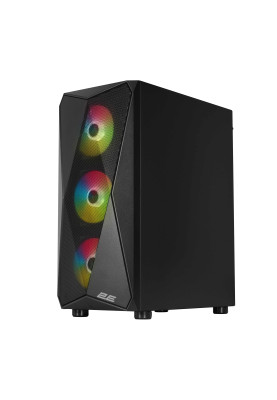 2E Gaming Корпус Aruba G3313W, без БР 1xUSB3.0, 2xUSB2.0, 5x120мм ARGB, VGA 300мм, LCS ready, HUB, TG Side Panel, ATX, чорний