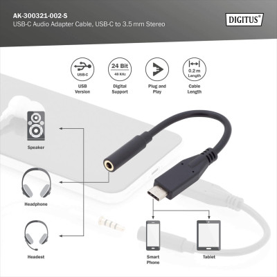 Digitus Адаптер USB-C >3.5мм audio stereo