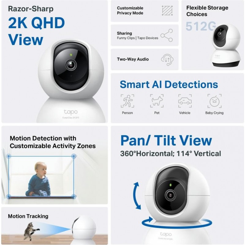 TP-Link IP-Камера Tapo C220 4MP N300 microSD motion detection