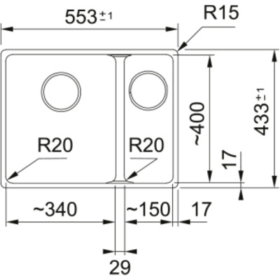 Franke Мийка кухонна Maris, фраграніт, прямокутник, без крила, 553х433х200мм, чаша - 1.5, під стільницю, MRG 160, онікс
