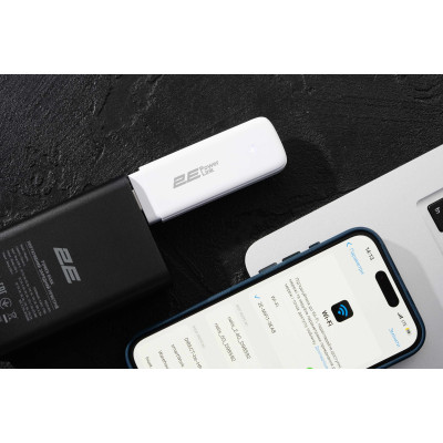 2E Мобільний маршрутизатор PowerLink (MiFi-1 2024) LTE, Wi-Fi4, 1xUSB, 1xCRC9 білий