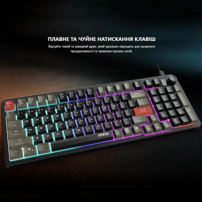 MSI Клавиатура мембранная MSI FORGE GK110 UA 98key, USB-A, EN/UKR/RU, LED, чорний