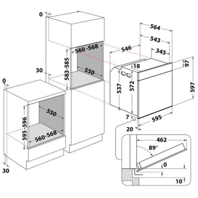 Whirlpool Духова шафа електрична, 73л, A+, дисплей, конвекція, піроліз, телескопічні напрямні, чорний