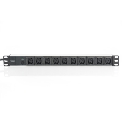 Digitus Блок розеток 1U, 10xC13, 10A, 250V, запобіжник, вилка C14