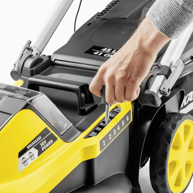 Karcher Газонокосарка акумуляторна LMO 5-18 Dual Battery Set 36В (18В+18В) акб 2х5А·год 41см 25-70см до 550м.кв