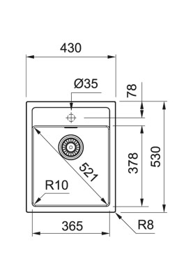 Franke Мийка кухонна Sirius тектонайт, прямокут., без крила, 430х530х200мм, чаша - 1, врізна, бежевий