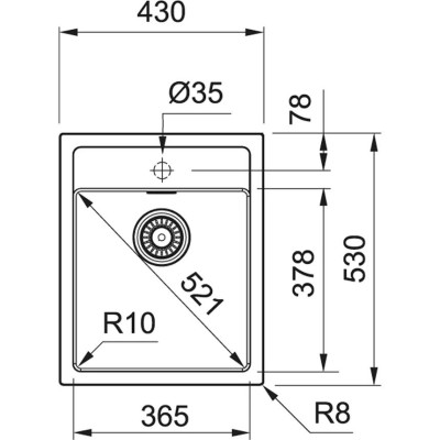 Franke Мийка кухонная Sirius тектонайт, прямокут., без крил, 430х530х200мм, чаша - 1, врізна, бежевий