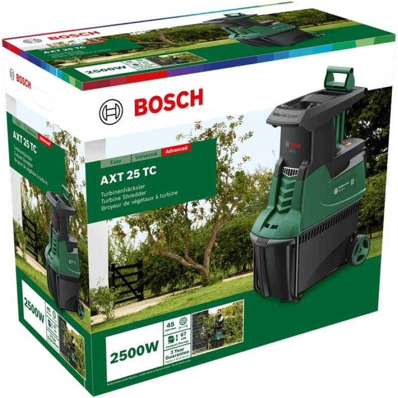 Bosch Подрібнювач садовий AXT 25 TC 2500Вт 40 об/хв 45мм 53 л. 30.5кг ріжуча система Turbine-Cut низькошумний