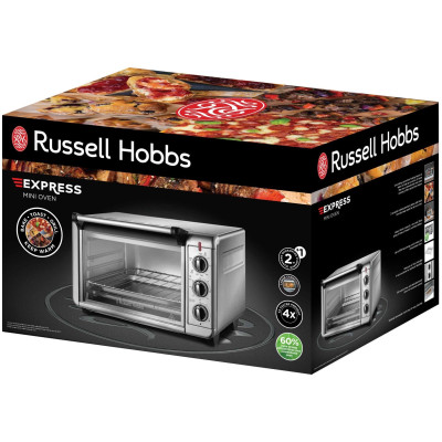 Russell Hobbs Піч електрична Air Fry Mini Oven, 12.6л, 1500Вт, механіч., гриль, конвенція, сіра