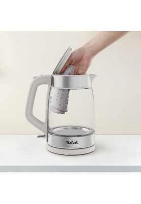 Tefal Електрочайник Glass Kettle 1.7л, скло, з підсвіткою, сріблясто-сірий