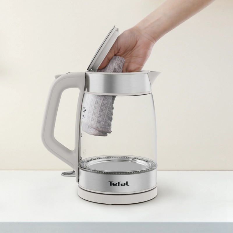 Tefal Електрочайник Glass Kettle 1.7л, скло, з підсвіткою, сріблясто-сірий