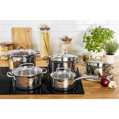 Tefal Набір посуду Duetto Plus, 10 предметів, нержавіюча сталь, скло G719SA55