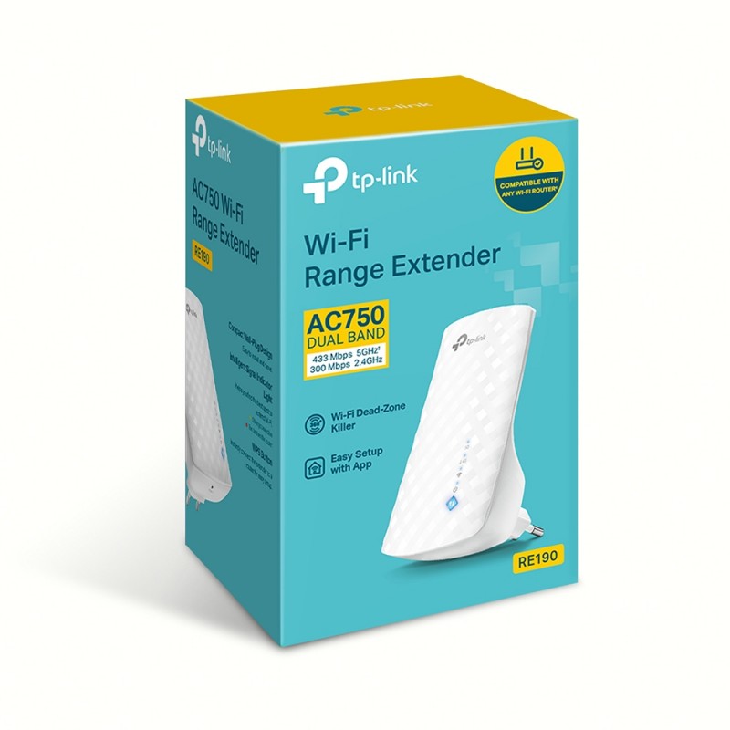 TP-Link Повторювач Wi-Fi сигналу RE190 AC750 OneMesh