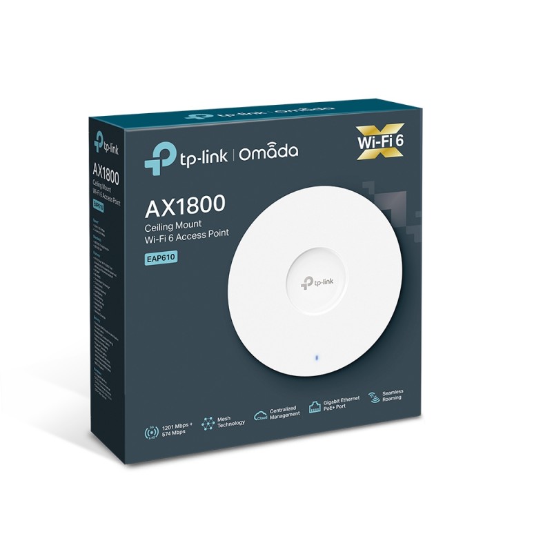 TP-Link Точка доступу EAP610 AX1800 1xGE LAN PoE MU-MIMO стельова