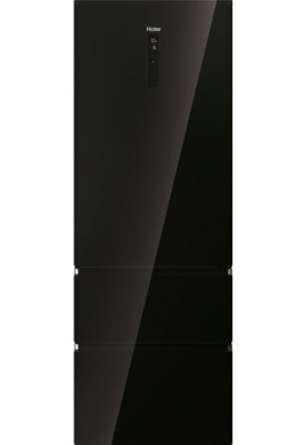 Haier Холодильник багатодверний, 200.6x70х67.5, холод.відд.-343л, мороз.відд.-140л, 3дв., А++, NF, інв., дисплей, зона нульова, чорний (скло)