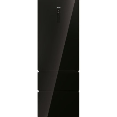 Haier Холодильник багатодверний, 200.6x70х67.5, холод.відд.-343л, мороз.відд.-140л, 3дв., А++, NF, інв., дисплей, зона нульова, чорний (скло)