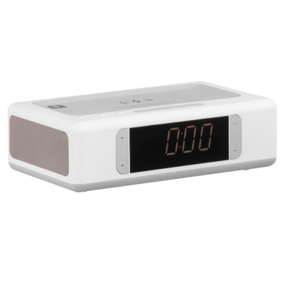 2E Акустична док-станція SmartClock Wireless Charging, Alarm Clock, Bluetooth, FM, USB, AUX White