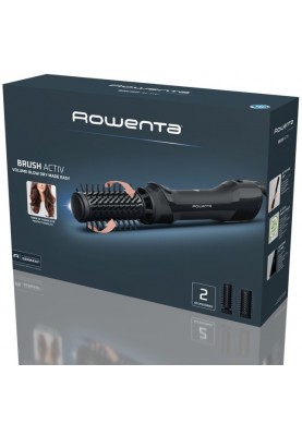 Rowenta Фен-щітка Renewal Brush Active, 1000Вт, 3 режими, іоніз-я, хол. обдув, обгорт. насадка, 2 насадки, кераміка, чорний