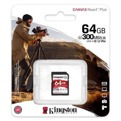 Kingston Карта пам'яті 64GB SDXC C10 UHS-II U3 R300/W260MB/s