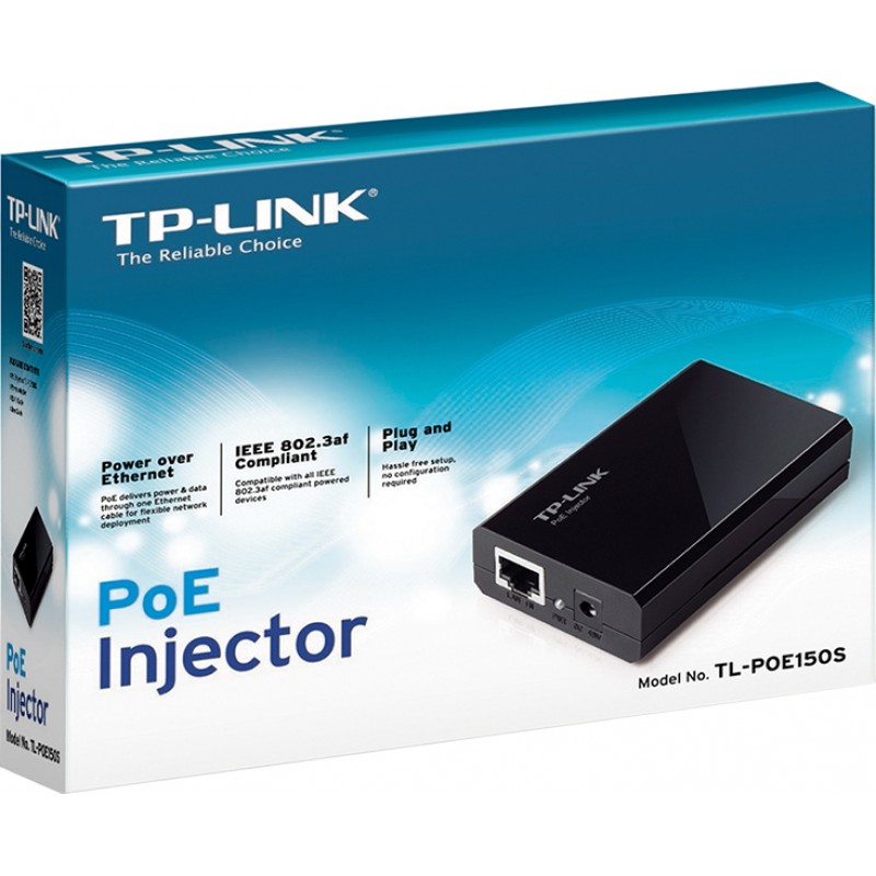 TP-Link Інжектор PoE POE150S 1xGE, 1xGE PoE, 48Вт