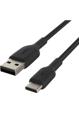 Belkin USB-A > USB-C заряджання/синхронізації 3м, 15Вт, Type-C, плетінь, чорний