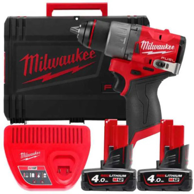 Milwaukee Шурупокрут-дриль акумуляторний Milwaukee M12 FDD2-402X 12В 2х4А·год 45Нм 0-1550об/хв ЗП С12 кейс 1.4кг
