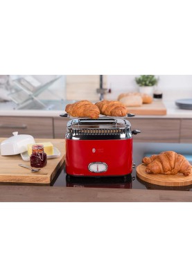 Russell Hobbs Тостер Retro, 1100Вт, метал, червоно-срібний