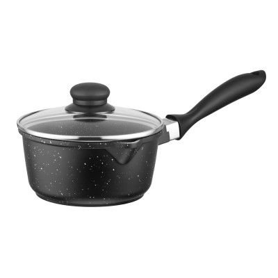 ARDESTO Ківш зі скляною кришкою Gemini Anzio, 1.2л, алюміній, чорний