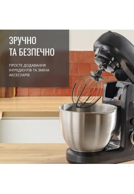 Tefal Кухонная машина Bake Partner 1100Вт, чаша-метал, корпус-пластик, насадок-8, чорний