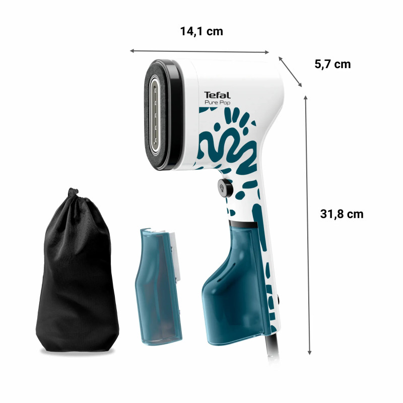 Tefal Відпарювач компактний Pure Pop Home & Travel, 1300Вт, 70мл, постійна пара - 20гр, біло-синій