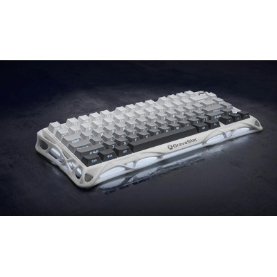 GravaStar Клавіатура механічна Mercury K1 80keys, GravaStar x Kailh Cheery Pink, EN/UKR, BT/WL/USB, білий
