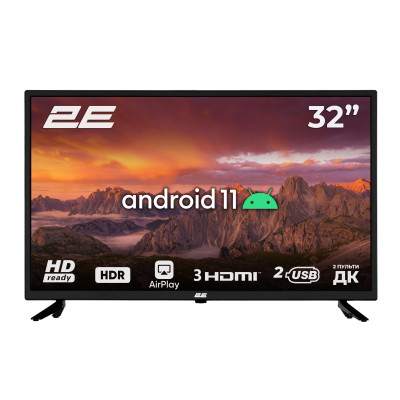 2E Телевізор 32" LED HD 50Hz Smart Android Black