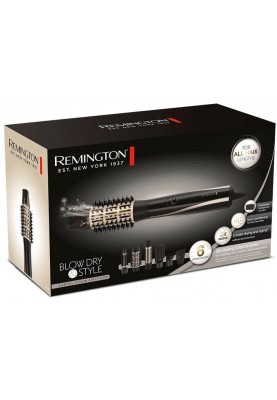 Remington Фен-щітка Blow Dry & Style Caring, 1200Вт, 2 режими, іоніз-я, хол. обдув, кейс для зберігання, кераміка, чорно-золотий