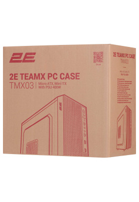 2E Корпус TeamX TMX03 з БЖ 2E ATX400W, 2xUSB2.0, 1x80мм, VGA 220мм, mATX, чорний
