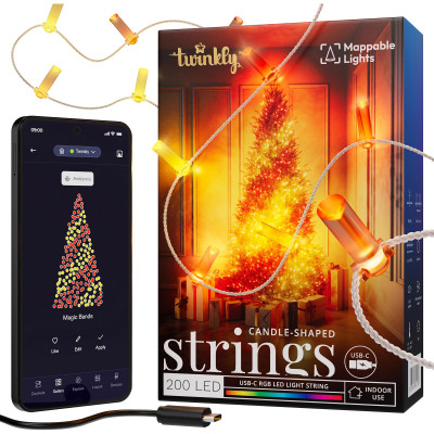 Twinkly Гірлянда Smart LED Twinkly Strings Candle RGB 200 IP20 12м USB-C кабель прозрачний без БЖ